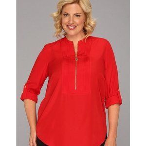 Michael Kors Plus Size Tux Shirt With Zipper